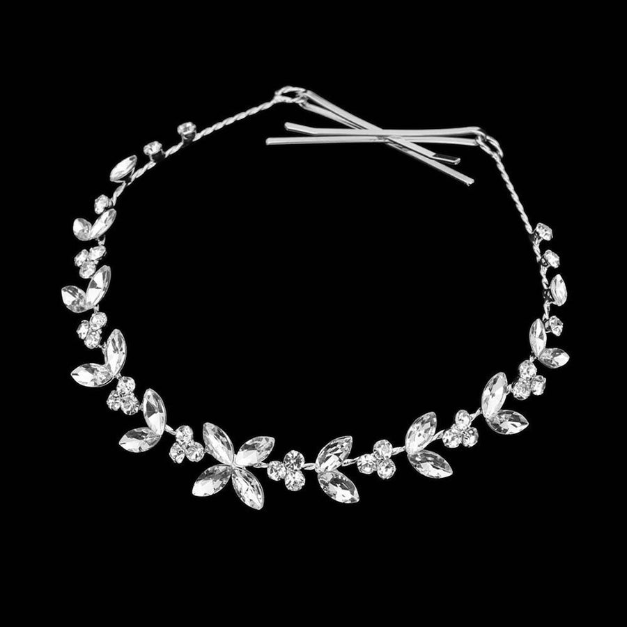 Marquise Stone Cluster Vine Bun Wrap Headpiece | Elegant Wedding Bridal Bun Hair Wreaths