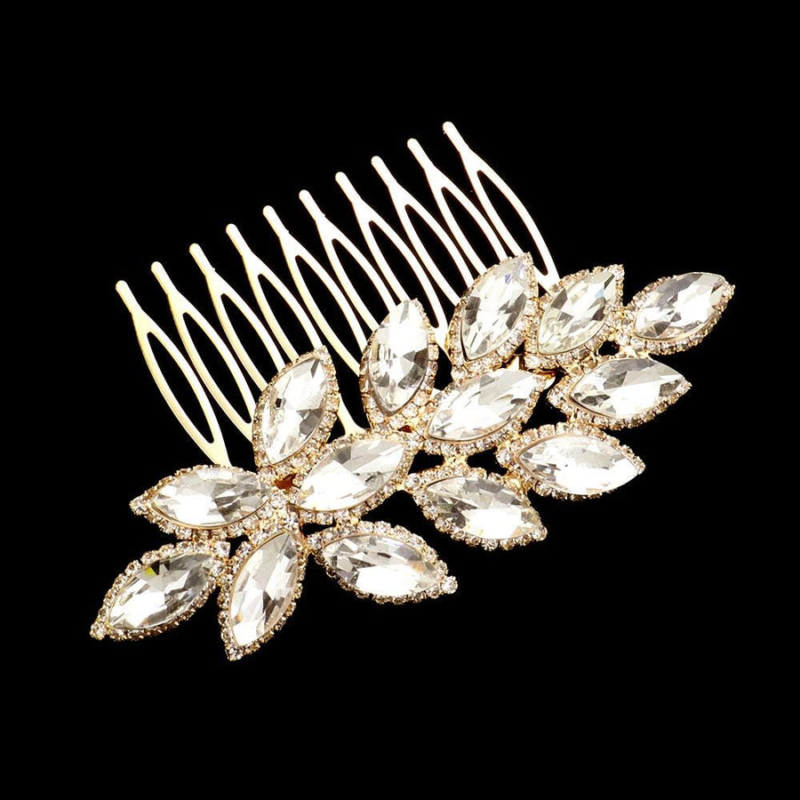 Marquise Stone Cluster Vine Hair Comb | Bridal Crystal Hair Accessory | Wedding Hairpiece for Bride
