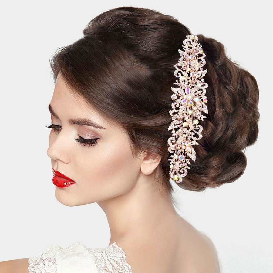 Stone Embellished Flower Cluster Bun Wrap Headpiece | Bridal Hair Vine | Wedding Hair Wreaths Accessory
