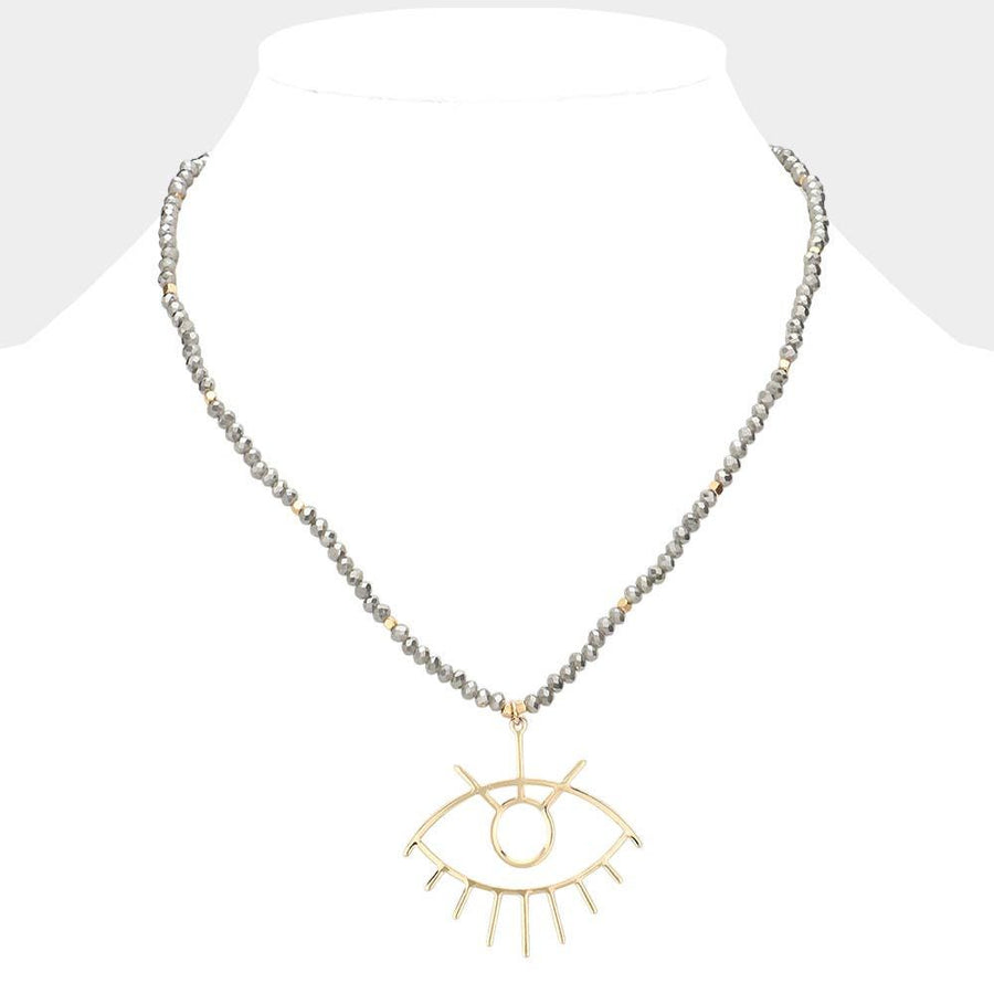 Evil Eye Pendant Beaded Necklace | Boho Protection Jewelry for Women | Spiritual Lucky Charm Necklace