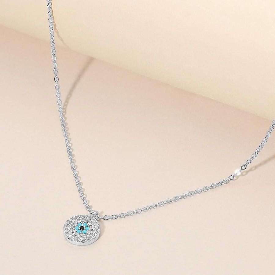 CZ Pave Evil Eye Pendant Necklace | Dainty Protection Charm Jewelry | Trendy Boho Layering Necklace