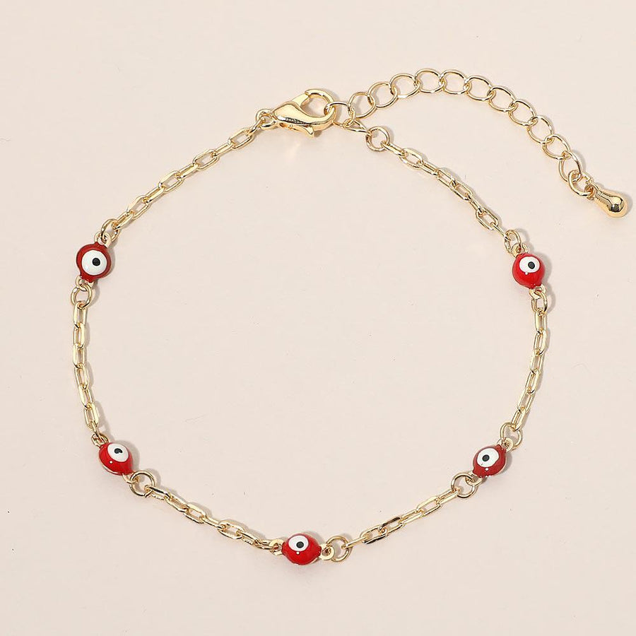 Evil Eye Bead Station Bracelet | Dainty Protection Charm Jewelry | Trendy Boho Stackable Bracelet