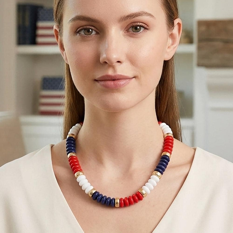 Chunky Resin Disc Bead Necklace - Bold Statement Boho Colorful Jewelry