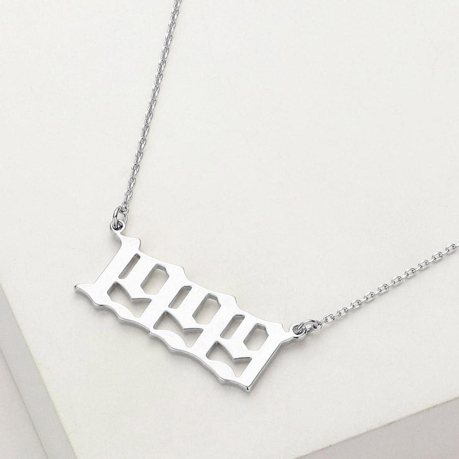 Gold Dipped Birth Year Plate Pendant Necklace - Birthday Graduation Gift - Custom Year Necklaces