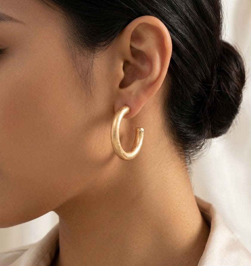 Gold Dipped Open Hoop Earrings - Dainty Minimalist Hoops - Delicate Everyday Earrings