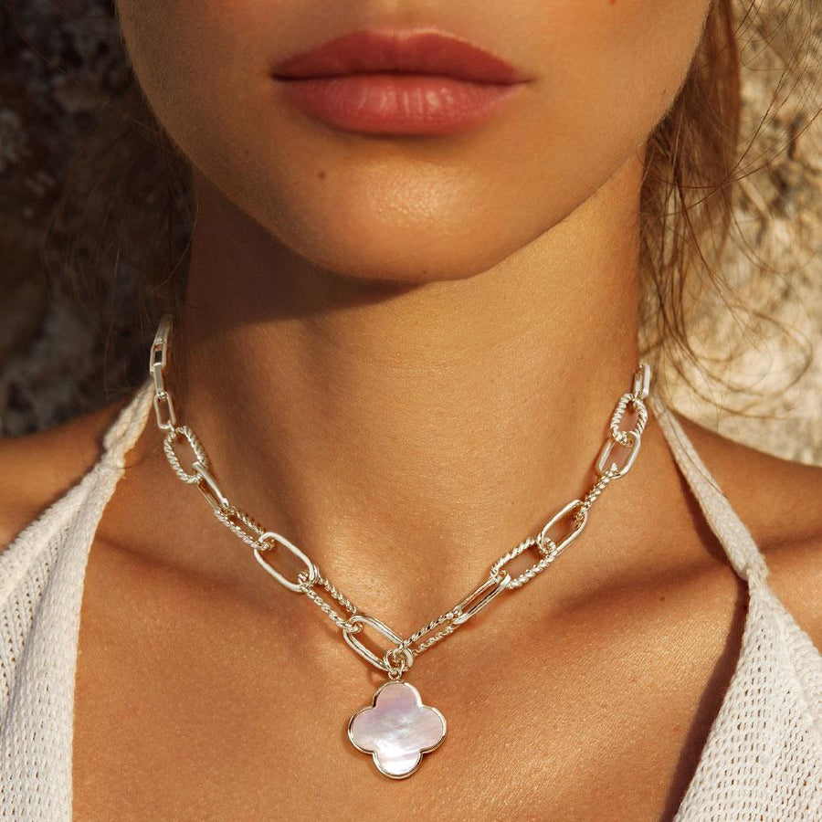 Gold Dipped Quatrefoil Pendant Necklace | Clover Charm Necklace | Minimal Everyday Jewelry