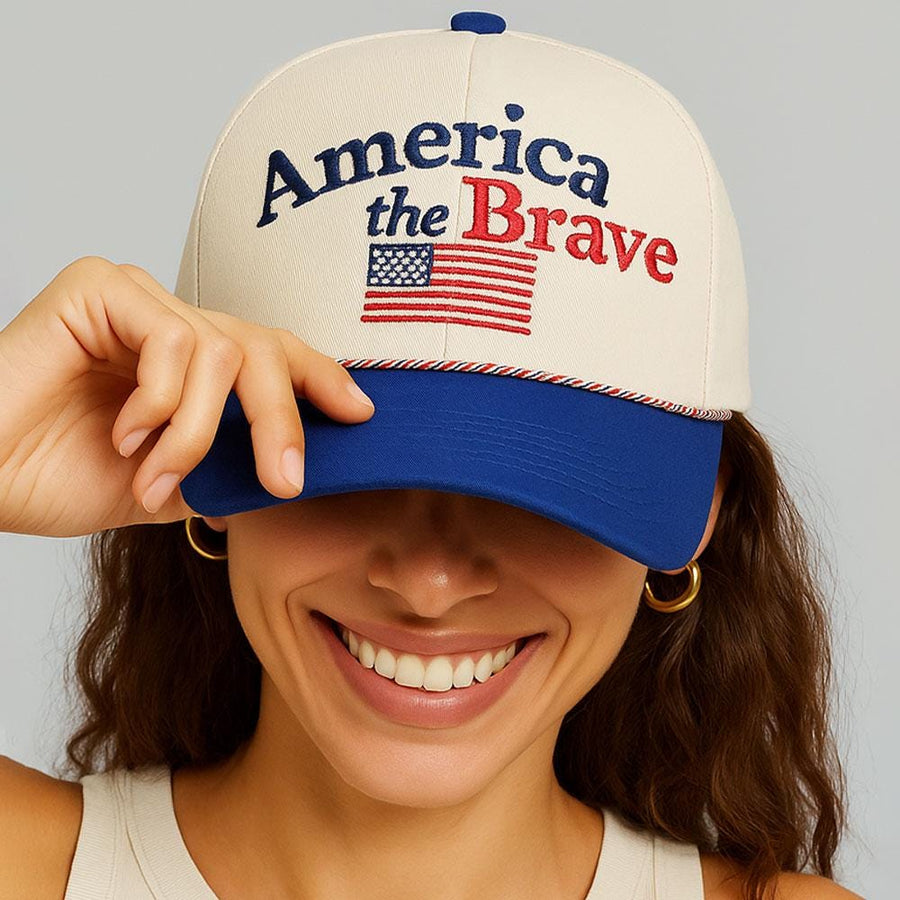AMERICAN the BRAVE Embroidered Baseball Cap | Patriotic USA Hat for Men & Women | Freedom Slogan Cap
