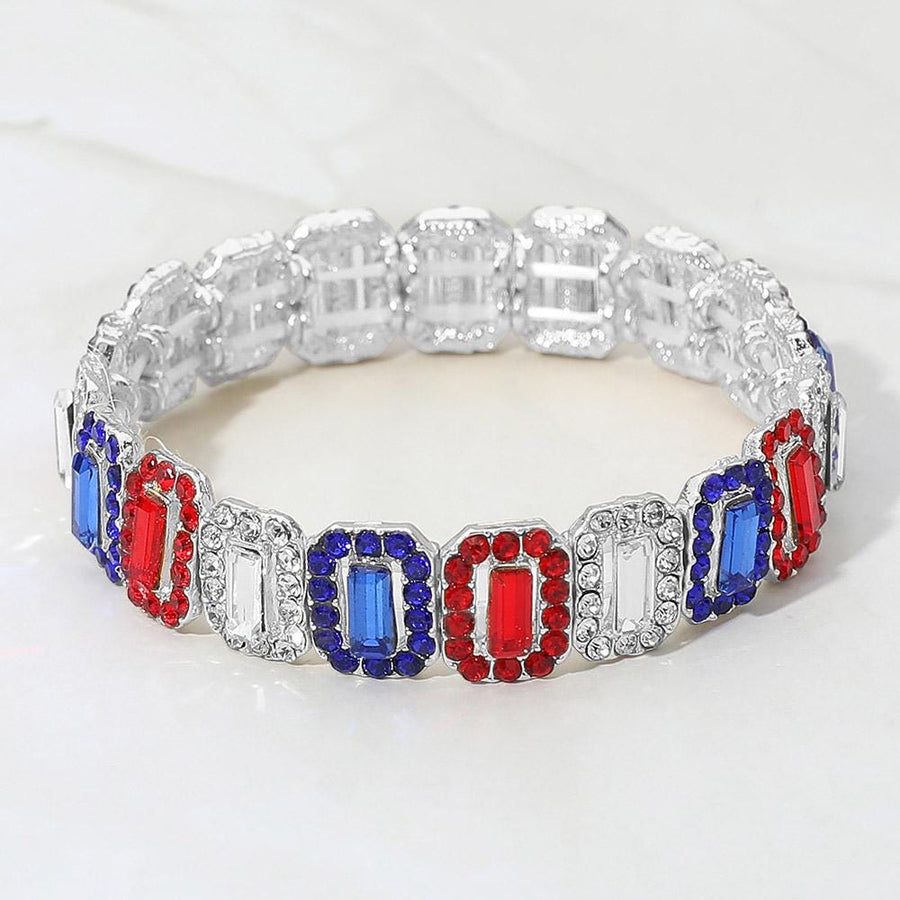 Emerald Cut Crystal Rhinestone Pave Evening Bracelet - Bridal Bracelet - Formal Gala Bracelets