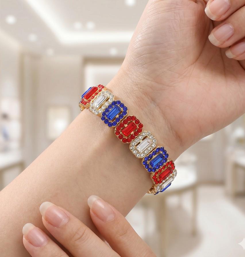 Emerald Cut Crystal Rhinestone Pave Evening Bracelet - Bridal Bracelet - Formal Gala Bracelets