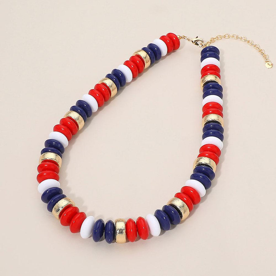 Chunky Resin Disc Bead Necklace - Bold Statement Boho Colorful Jewelry