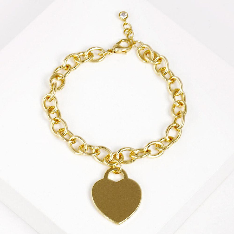 Gold Dipped Metal Heart Lock Charm Bracelet - Dainty Love Lock Jewellery Gift for Her