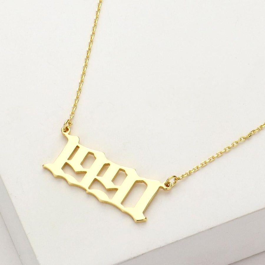 Gold Dipped Birth Year Plate Pendant Necklace - Birthday Graduation Gift - Custom Year Necklaces