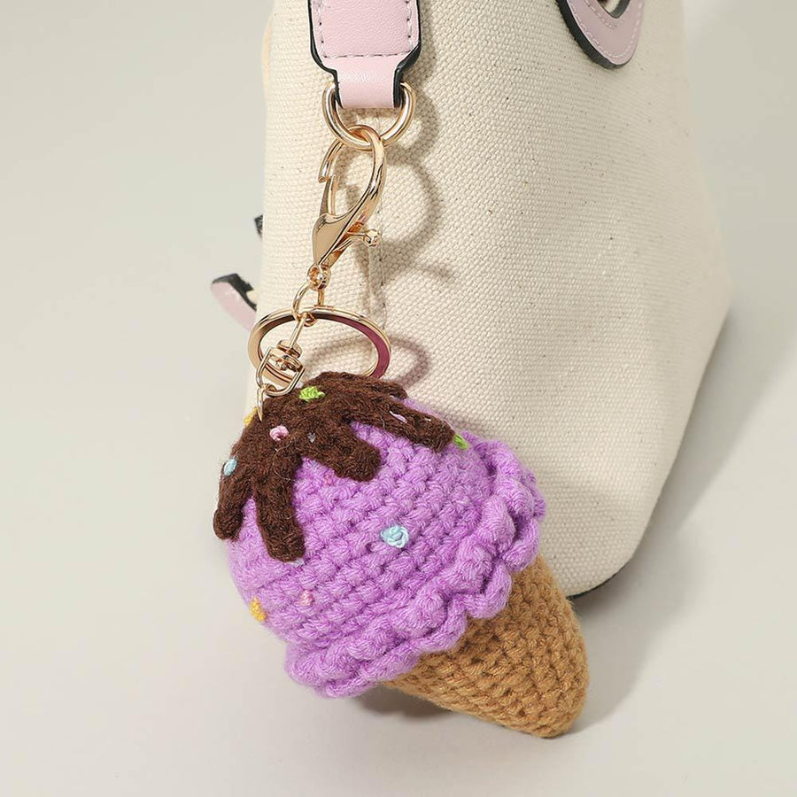 Crochet Ice Cream Handmade Keychain Bag Charm - Ice-Cream Lover Gift for Teens and Women