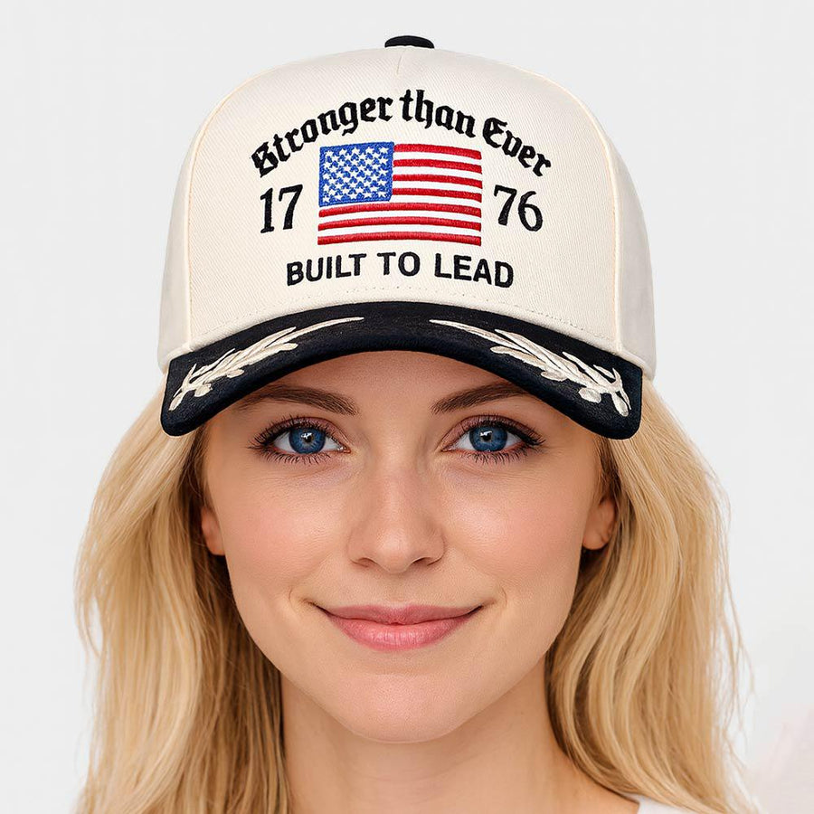 Stronger Than Ever 1776 USA Flag Leaf Embroidered Baseball Cap - American Pride Gift