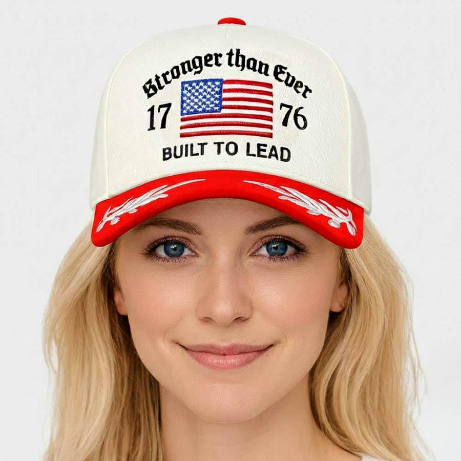 Stronger Than Ever 1776 USA Flag Leaf Embroidered Baseball Cap - American Pride Gift