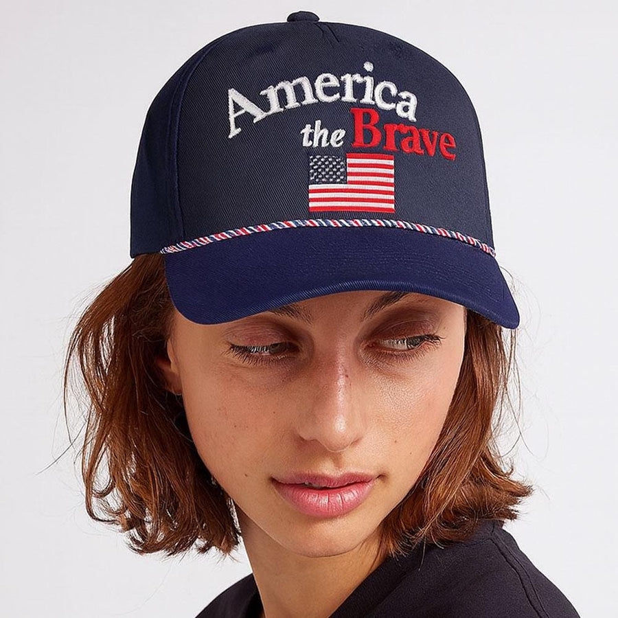 AMERICAN the BRAVE Embroidered Baseball Cap | Patriotic USA Hat for Men & Women | Freedom Slogan Cap