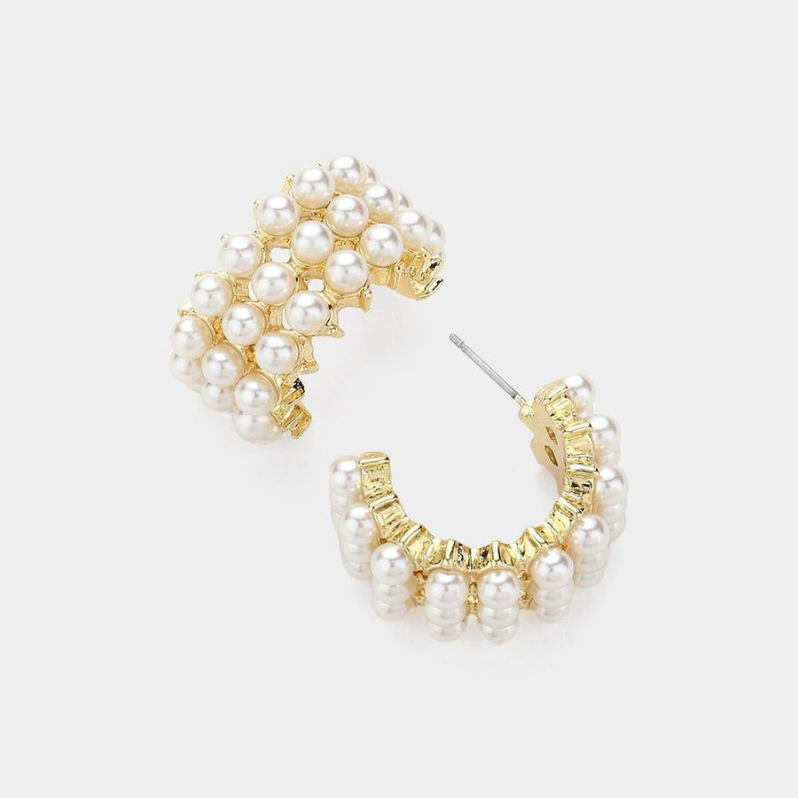 Cluster Hoop Earrings - Bold Beaded Statement Hoops - Unique Boho Artisan Textured Hoop Earring