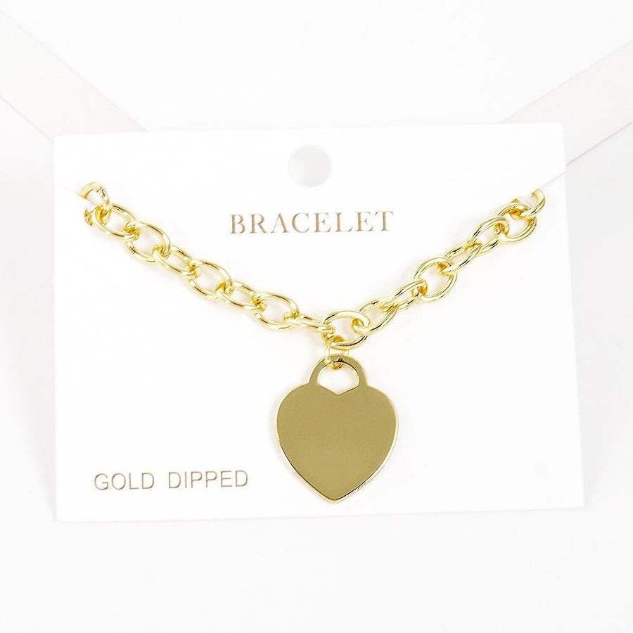 Gold Dipped Metal Heart Lock Charm Bracelet - Dainty Love Lock Jewellery Gift for Her