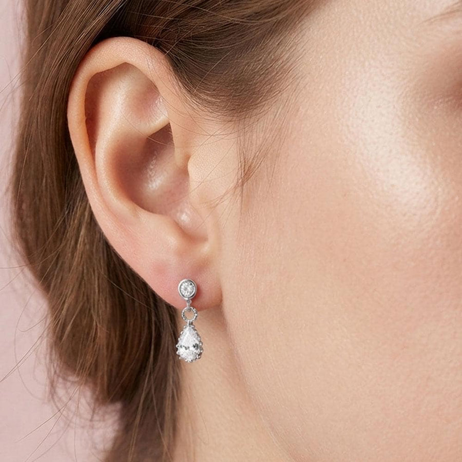 14K Gold Dipped Teardrop CZ Drop Earrings – Dainty Sparkle Bridal Jewelry