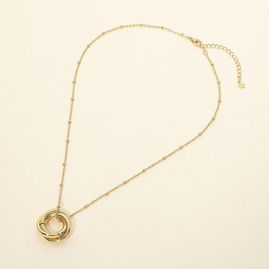 14K Gold Dipped Interlocking Circles Pendant Necklace – Dainty Layering Bridal Jewelry
