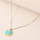 Stainless Steel Square Stone Pendant Necklace - Dainty Minimalist Chain - Elegant Everyday Pendant