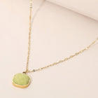 Stainless Steel Square Stone Pendant Necklace - Dainty Minimalist Chain - Elegant Everyday Pendant