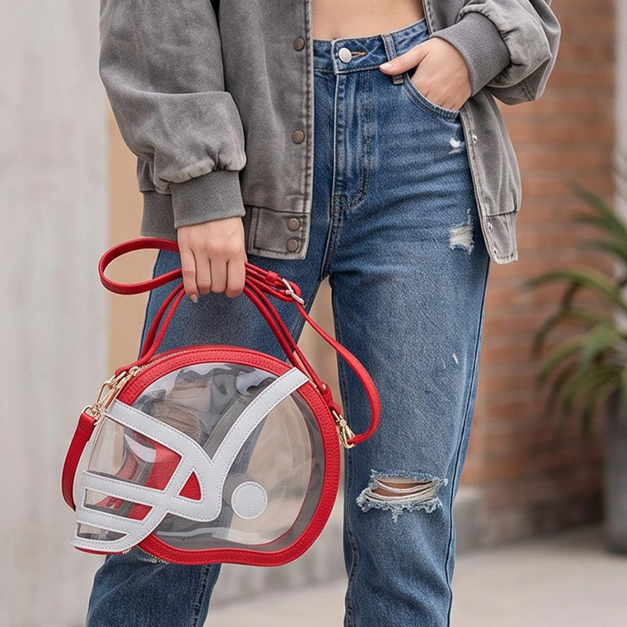 Transparent Football Helmet Shaped Crossbody Bag - Clear Gameday Purse - Football Mom Handbag Fan Gift