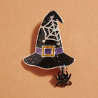 Halloween Witch Hat Spider Dangle Pin Brooch