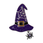 Halloween Witch Hat Spider Dangle Pin Brooch