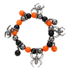 Metal Spider Charm Beaded Stretch Bracelet