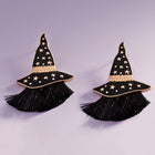 Enamel Witch Hat with Tassel Earrings