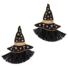 Enamel Witch Hat with Tassel Earrings