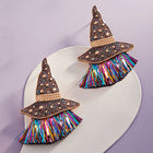Enamel Witch Hat with Tassel Earrings