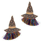 Enamel Witch Hat with Tassel Earrings