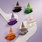 Enamel Witch Hat with Tassel Earrings