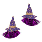 Enamel Witch Hat with Tassel Earrings