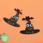 GLOW IN THE DARK Halloween Bat Witch Hat Dangle Earrings