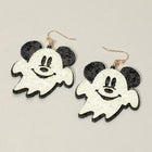 Glittered Halloween Cute Mouse Character Ghost Dangle Earrings