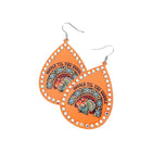 Thanksgiving Turkey Printed Teardrop Metal Dangle Earrings