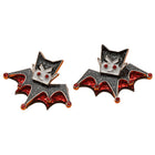 Glittered Enamel Halloween Vampire Bat Earrings