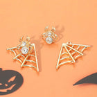 Asymmetrical Gothic Halloween Spider Web Earrings