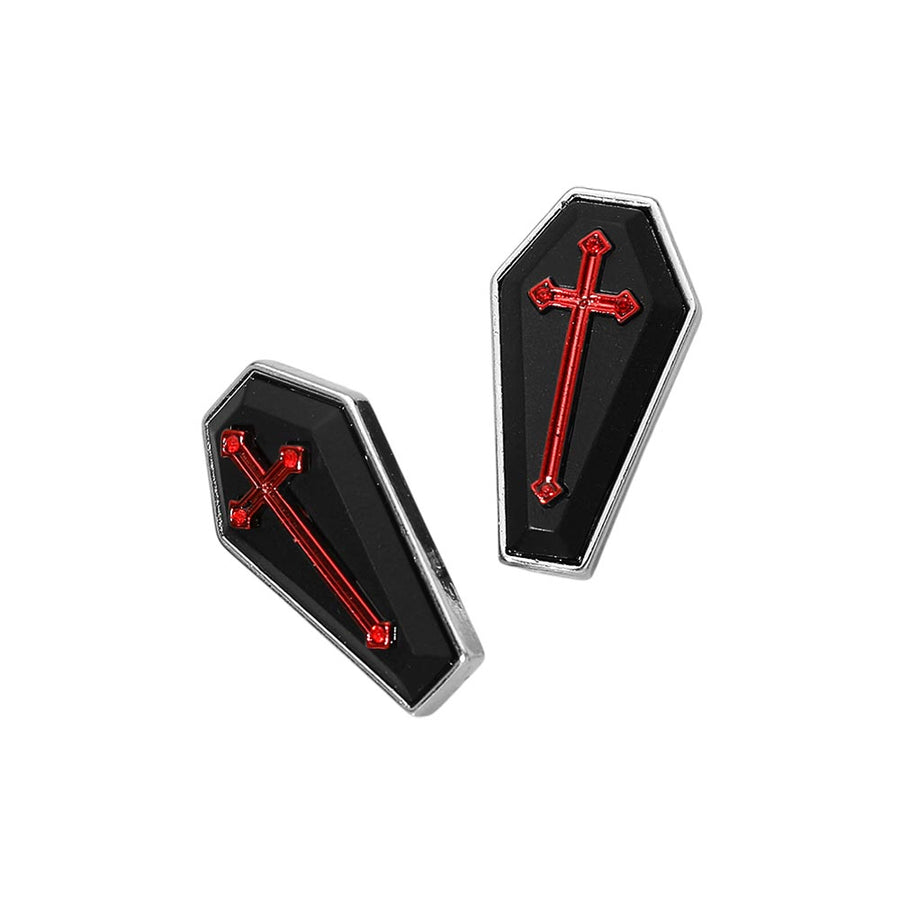 Halloween Cross Coffin Earrings