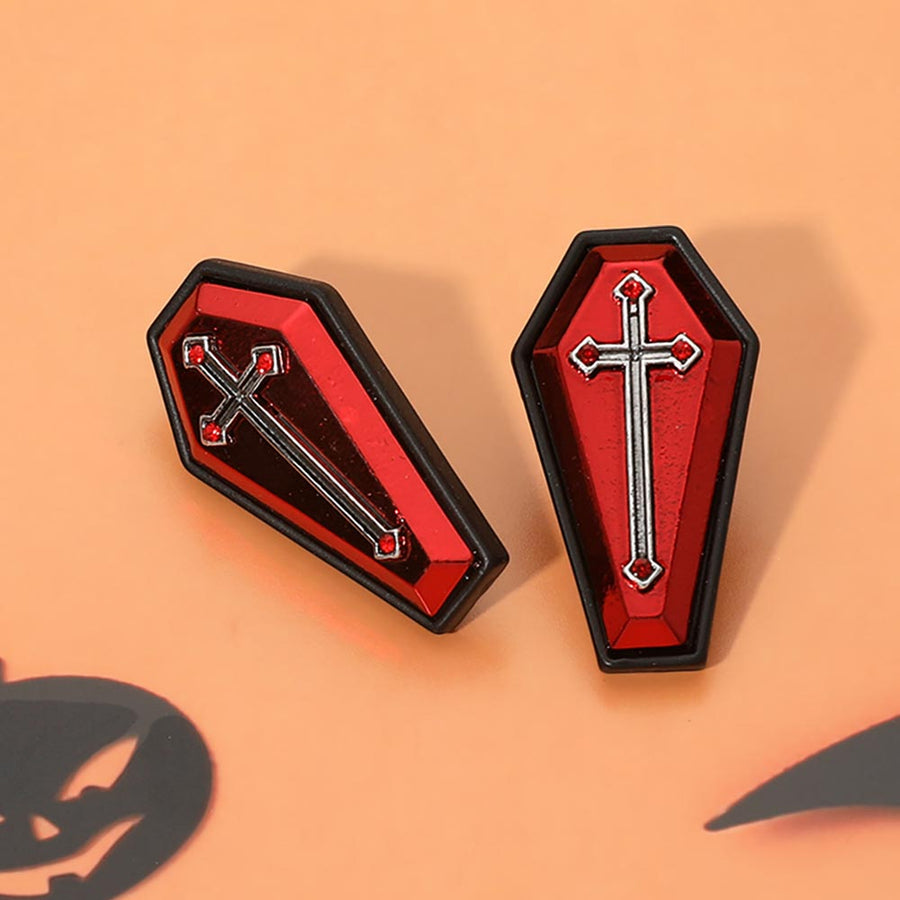 Halloween Cross Coffin Earrings
