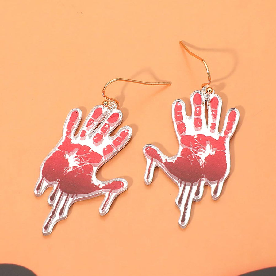 Halloween Bloody Handprint Charm Drop Dangle Earrings