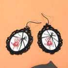 Halloween Spooky Horror Spider Handprint Broken Mirror Charm Drop Dangle Earrings