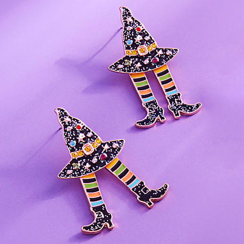 Halloween Witch Hat Legs Earrings