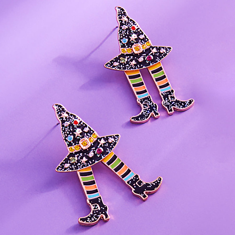 Halloween Witch Hat Legs Earrings