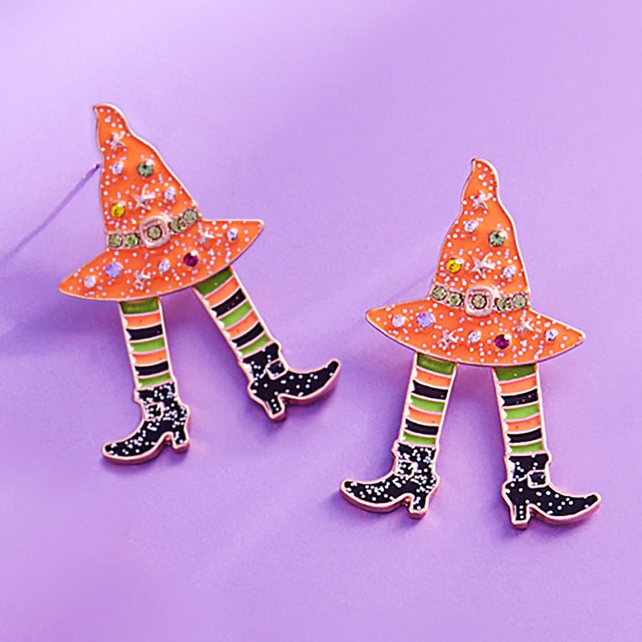 Halloween Witch Hat Legs Earrings