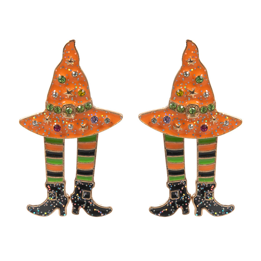 Halloween Witch Hat Legs Earrings