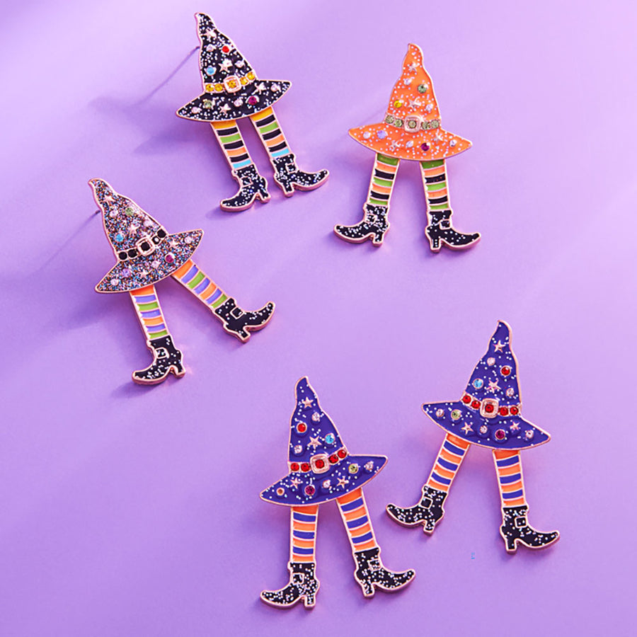 Halloween Witch Hat Legs Earrings